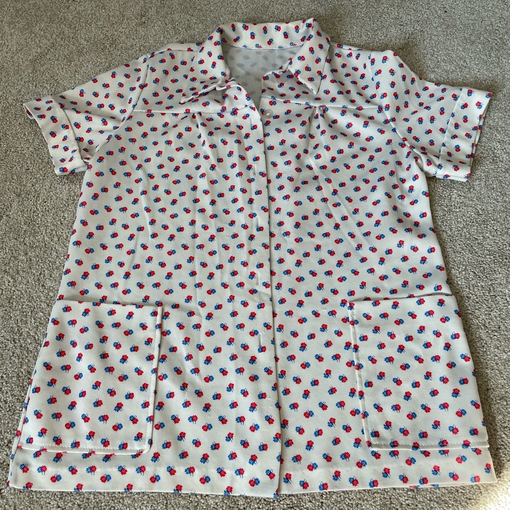 1970s Vintage Short Sleeve Floral Button-Down